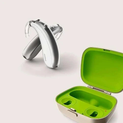 Phonak Lumity hearing aids with charger